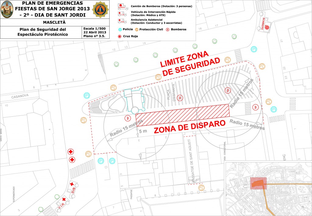 Proposta de l'Ajuntament d'Alcoi per a reubicar la mascletà del 22 d'abril i respectar el perímetre de seguretat
